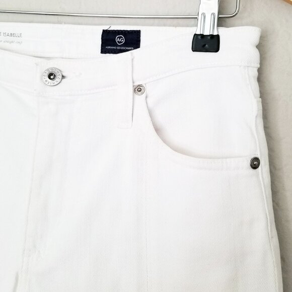 Ag Adriano Goldschmied The Isabelle High-Rise Straight Crop Jean Slit 27 White - Picture 9 of 16